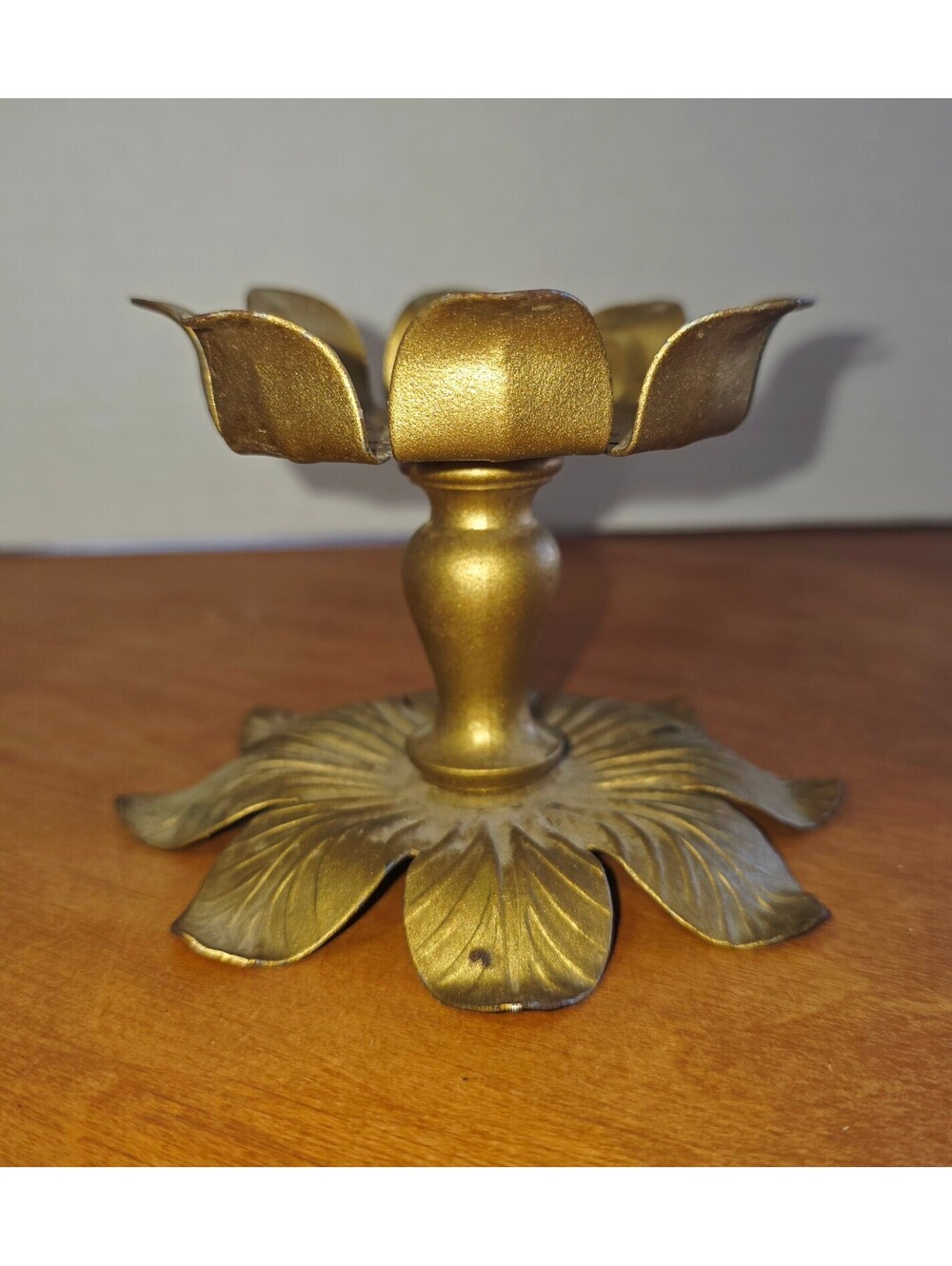 Vintage Brass plated lotus flower candle holder
